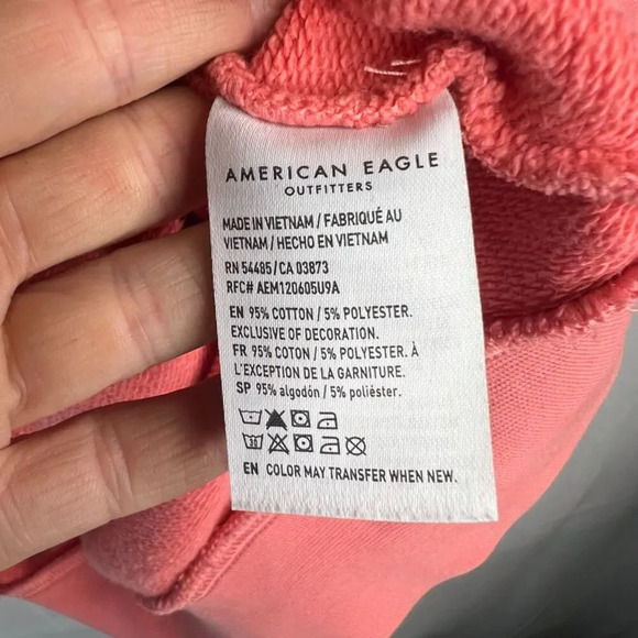 American Eagle Coral Pink Hoodie Kangaroo Pouch Sweatshirt Size LG - Picture 8 of 10